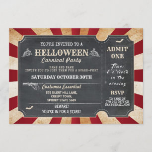 Invitation Billet d'horreur HELLoween Party Circus Horror