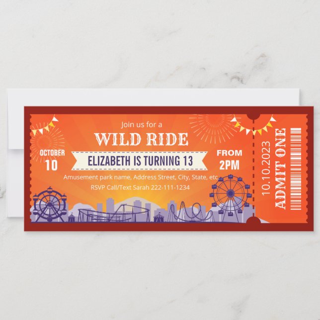 Invitation Billet d'invitation d'anniversaire du parc (Devant)