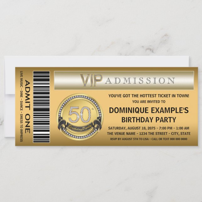 Invitation Billet d'or Anniversaire Tout Numéro (Devant)