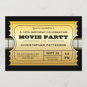 Invitation Billet d'or d'admission de fête d'anniversaire de