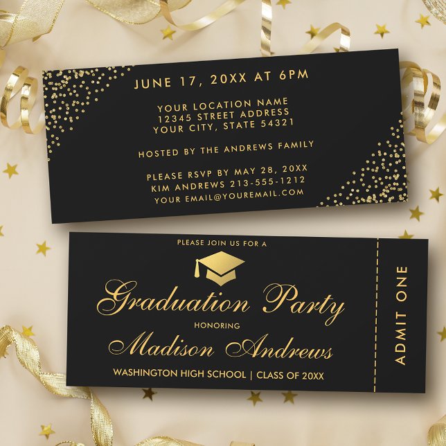 Invitation Billet d'or de la Parties scintillant de la fête d (Customize to change text size or text style.)