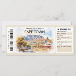 Invitation Billet Editable Cape Town Plane, Cape Town Trip