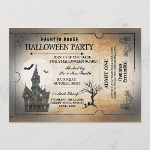 Invitation Billet Éffrayant Horreur Halloween House Party Inv