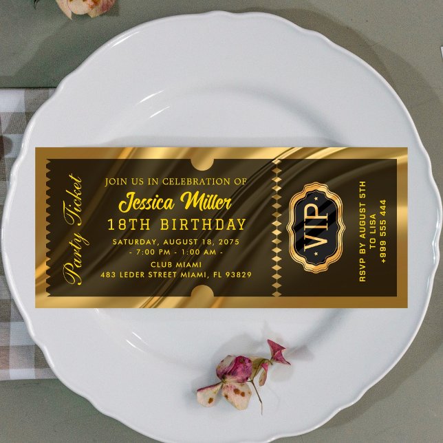 Invitation Billet élégant pour l'événement VIP Gold (Créateur téléchargé)