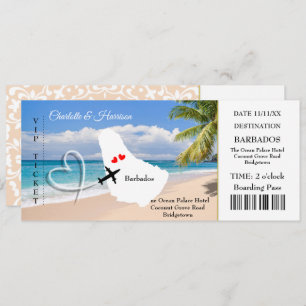 Invitation Billet Embarquement Pass Mariage Destination Barba