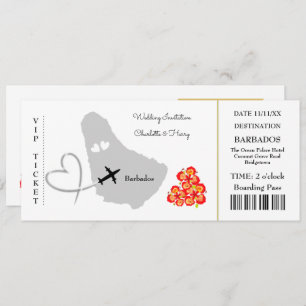 Invitation Billet Embarquement Pass Mariage Destination Barba