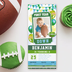 Invitation Billet Football Green Boy 1er Anniversaire Invitat
