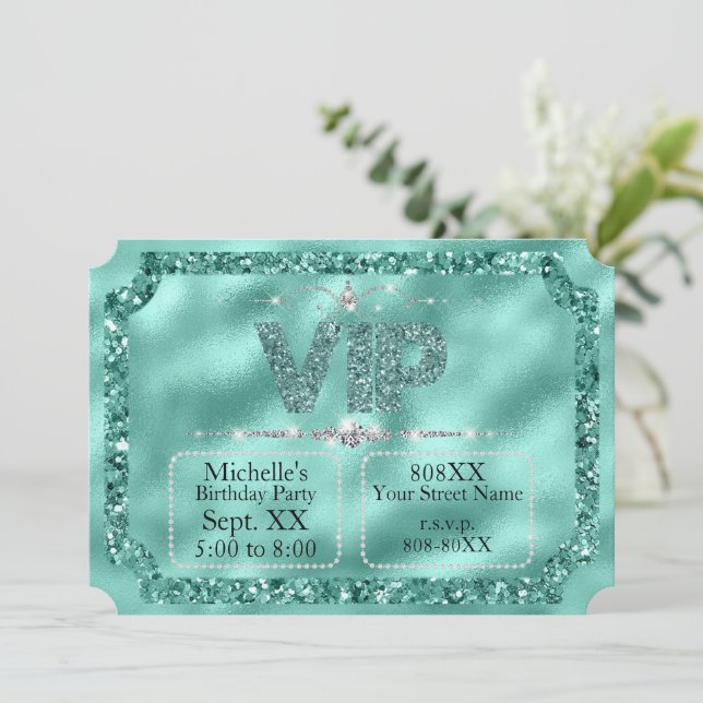 Invitation Billet Hot Rose & Gold Diamonds et Parties scintil (Debout devant)