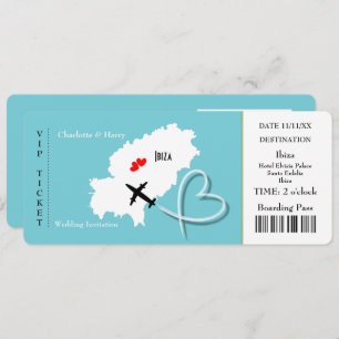 Invitation Billet mariage Destination Ibiza