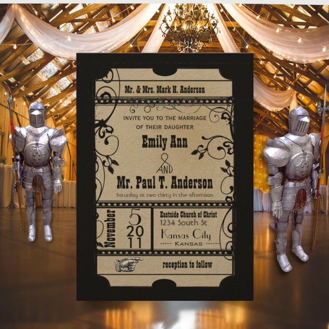 Invitation Billet Mariage Renaissance Médiévale Rustique (Créateur téléchargé)