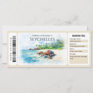 Invitation Billet modifiable Seychelles Plane Boarding Pass