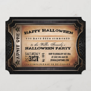 Invitation Billet Orange & Black Admet Une Fête D'Halloween