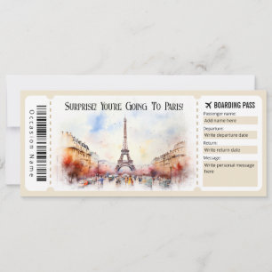 Invitation Billet Paris Passe Avion Modifiable