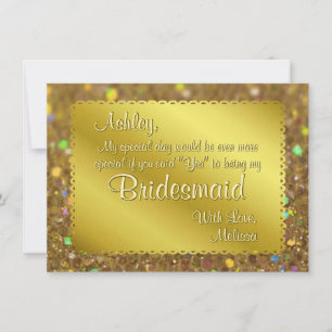 Invitation Billet Parties scintillant Or Serez-Vous Ma Servan