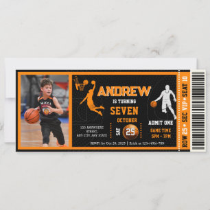 Invitation Billet personnalisé d'anniversaire de basketball a
