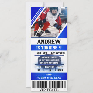 Invitation Billet personnalisé de hockey pour un anniversaire