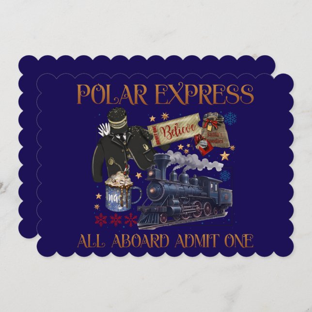 Invitation Billet personnalisé pour le Polar Express (Devant / Derrière)