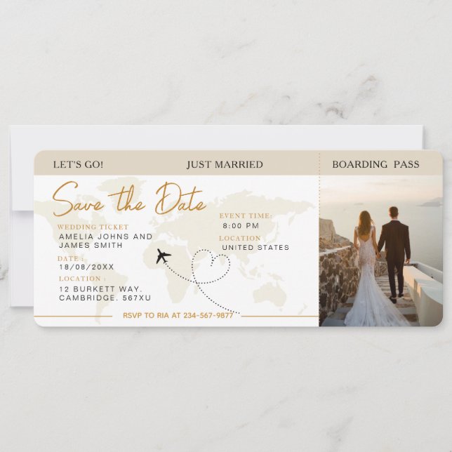 Invitation Billet Plan Passe D'Embarquement Enregistrer La Da (Devant)