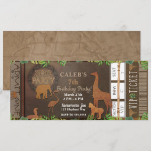 Invitation Billet pour la fête d'anniversaire des animaux bru