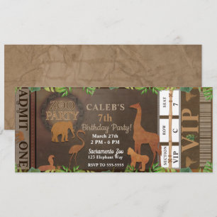 Invitation Billet pour la fête d'anniversaire des animaux bru