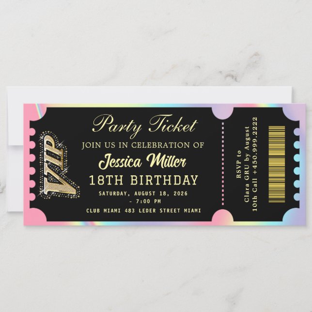 Invitation Billet pour la soirée Black & Gold (Devant)
