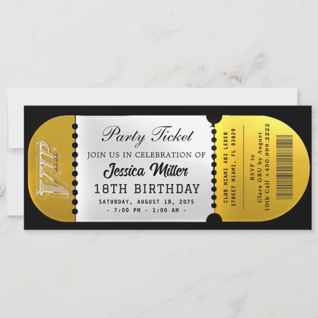 Invitation Billet pour la soirée Black & Gold (Devant)