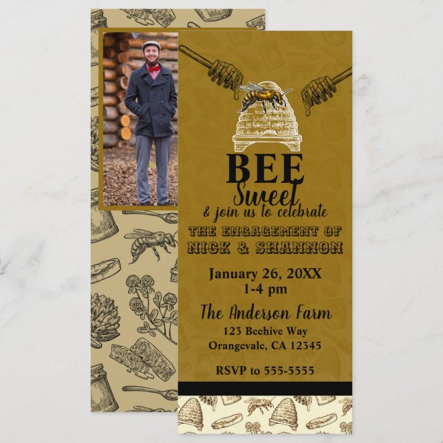 Invitation Billet pour la soirée de fiançailles de la ruche d (Devant / Derrière)