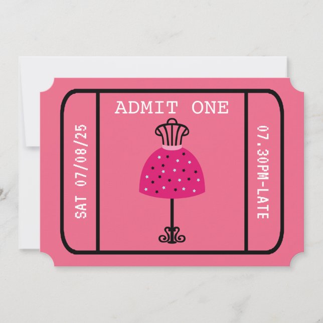 Invitation Billet pour la soirée de la fête de mode Glam pour (Devant)