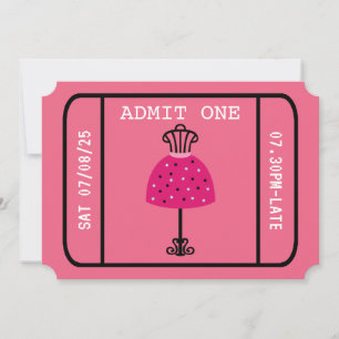 Invitation Billet pour la soirée de la fête de mode Glam pour