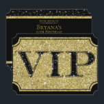 Invitation Billet pour la soirée VIP Black & Gold Glitter Gla<br><div class="desc">personnaliser avec n'importe quel texte</div>