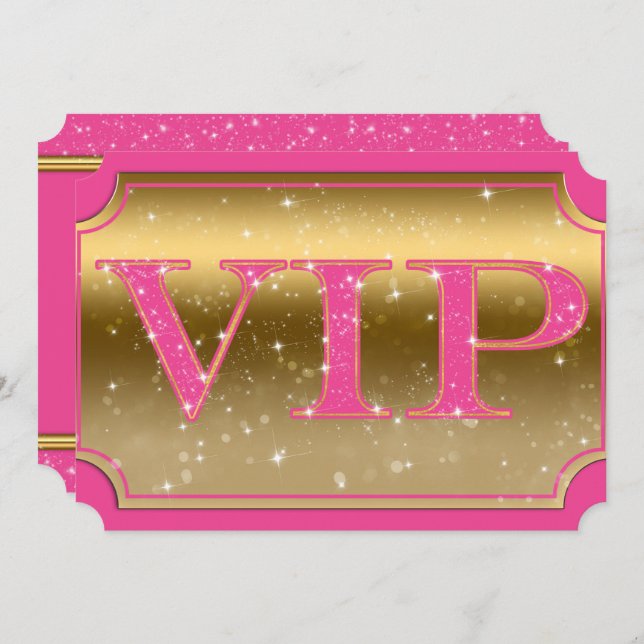 Invitation Billet pour l'événement de fête VIP Glamour Étince (Devant / Derrière)