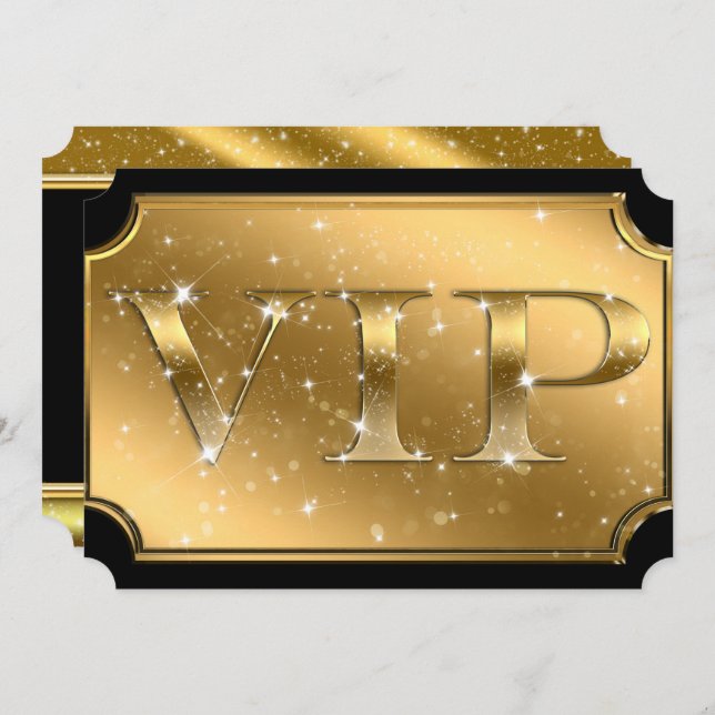 Invitation Billet pour l'événement de fête VIP Gold & Black S (Devant / Derrière)