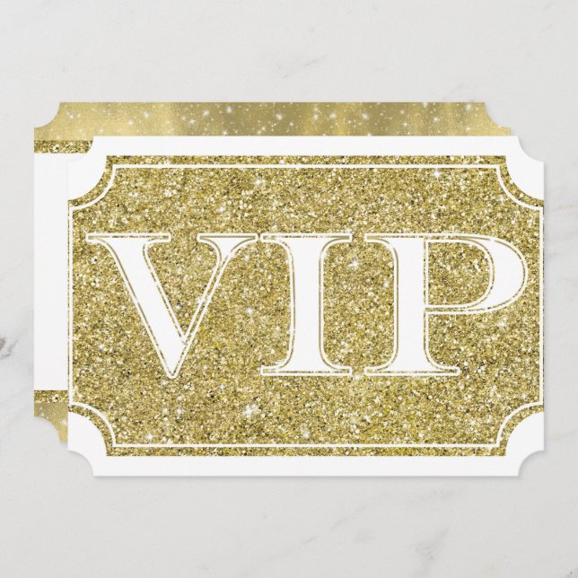 Invitation Billet pour l'événement de fête VIP paillettes bla (Devant / Derrière)