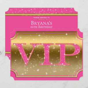 Invitation Billet pour l'événement de fête VIP Pink & Gold Sp
