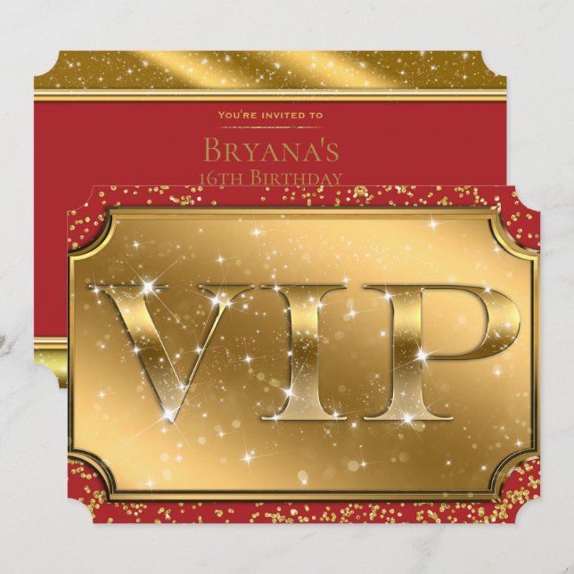 Invitation Billet pour l'événement de la soirée VIP Glam avec (Devant / Derrière)