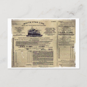 Invitation Billet pour RMS Titanic 1912