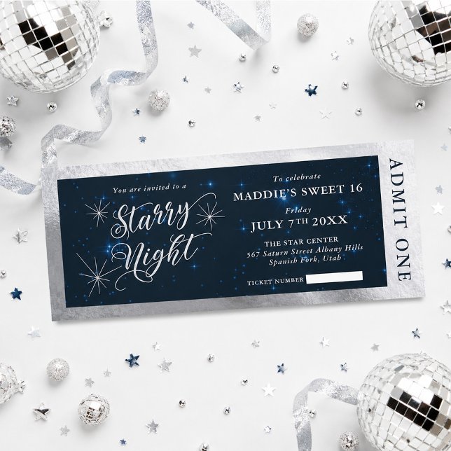 Invitation Billet pour un doux seize ans sous les étoiles (Créateur téléchargé)