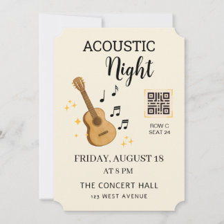 Invitation Billet pour un événement de musique acoustique ave