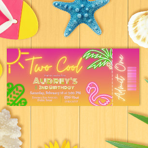 Invitation Billet pour une fête au bord de la piscine rose né
