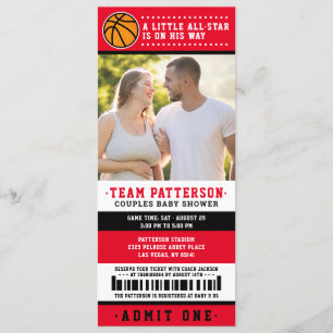 Invitation Billet rouge de basket-ball Couples Baby shower ph