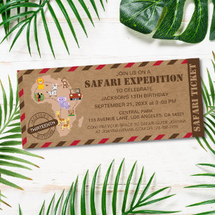 Invitation Billet Safari Africain Anniversaire de enfant anim