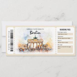Invitation Billet Surprise Berlin Plane Boarding Pass