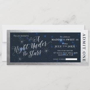 Invitation Billet Sweet sixteen Une nuit sous les étoiles