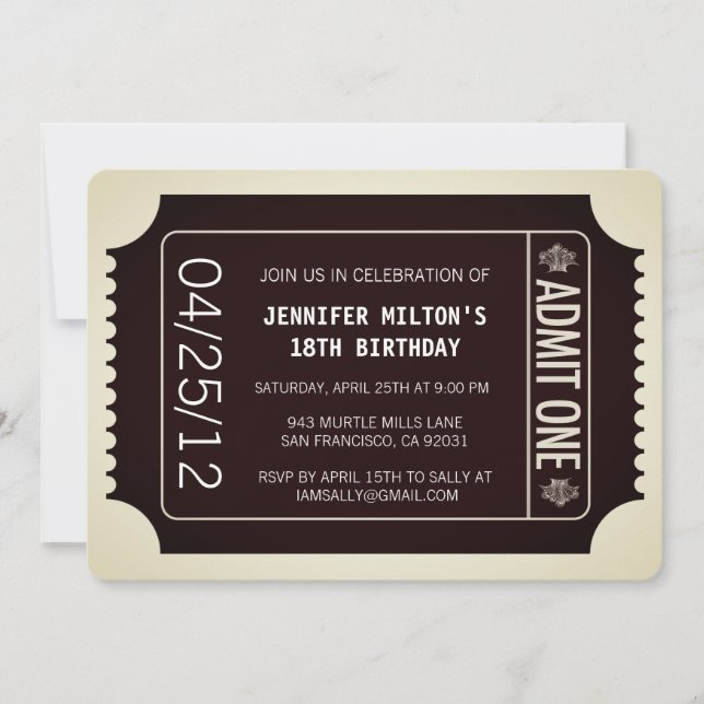 Invitation Billet vidéo (Devant)