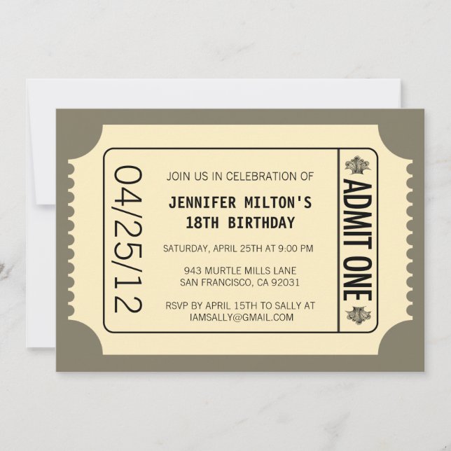 Invitation Billet vidéo (Devant)