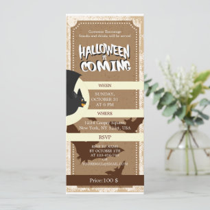 Invitation Billet vintage Bat Party, Halloween arrive