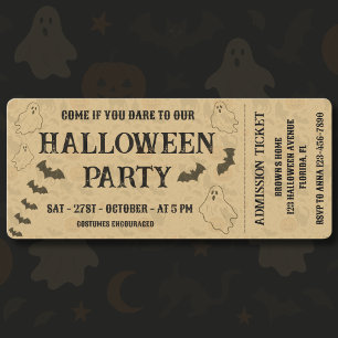 Invitation Billet vintage de fête d'Halloween Éffrayant