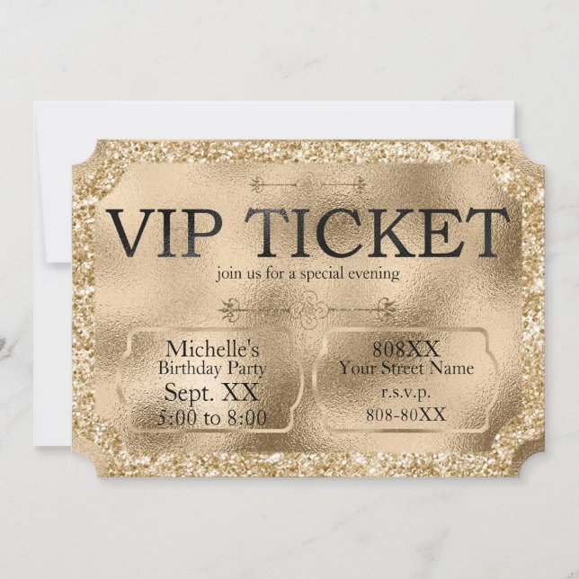 Invitation Billet VIP Doré Evénement Spécial (Devant)