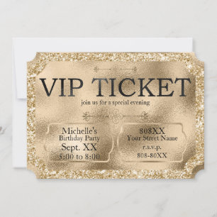 Invitation Billet VIP Doré Evénement Spécial