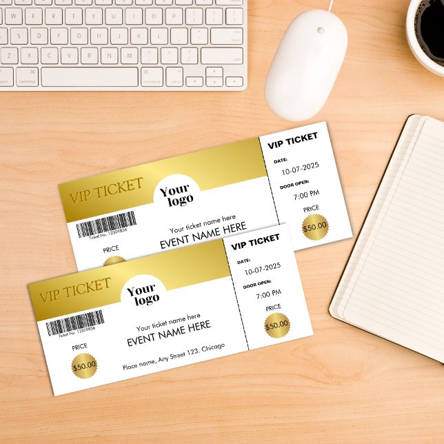 Invitation Billet VIP Event Golden Corporate Logo (VIP Event Ticket Golden Corporate Logo Invitation)